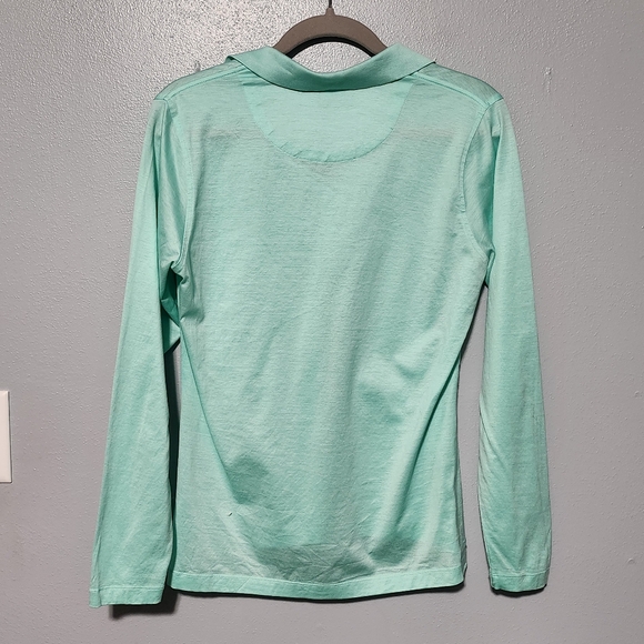 PETER MILLAR Long Sleeve Polo Shirt Womens Medium Mint Green Preppy Golf - Picture 6 of 7